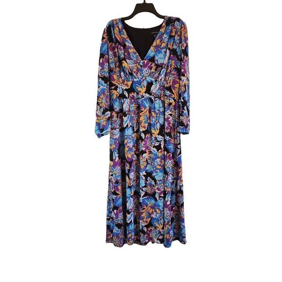 Donna Morgan for Maggy Floral NWT  long sleeve maxi dress size 16 - Picture 1 of 12